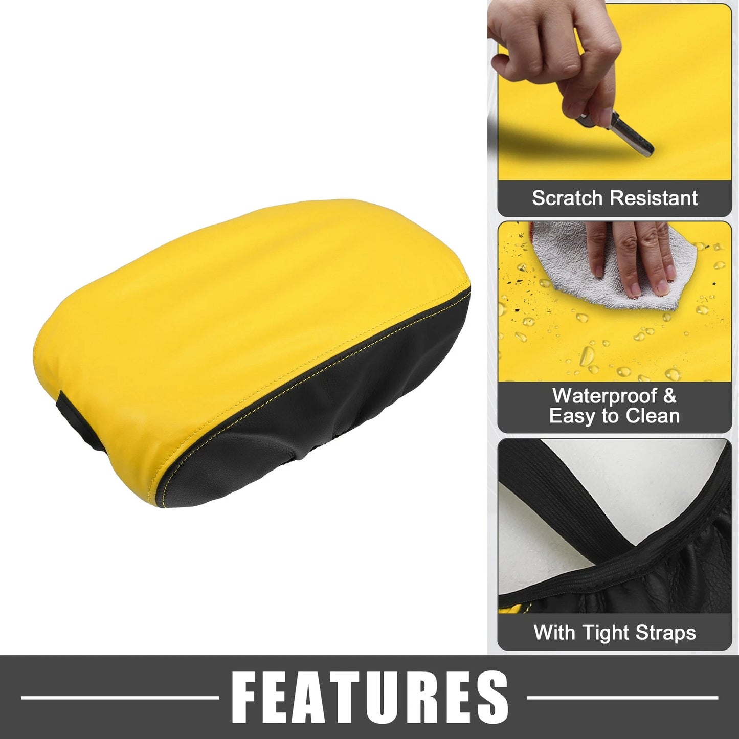 Center Console Armrest Pad Cover for Dodge Charger Black Yellow (2015-2022)