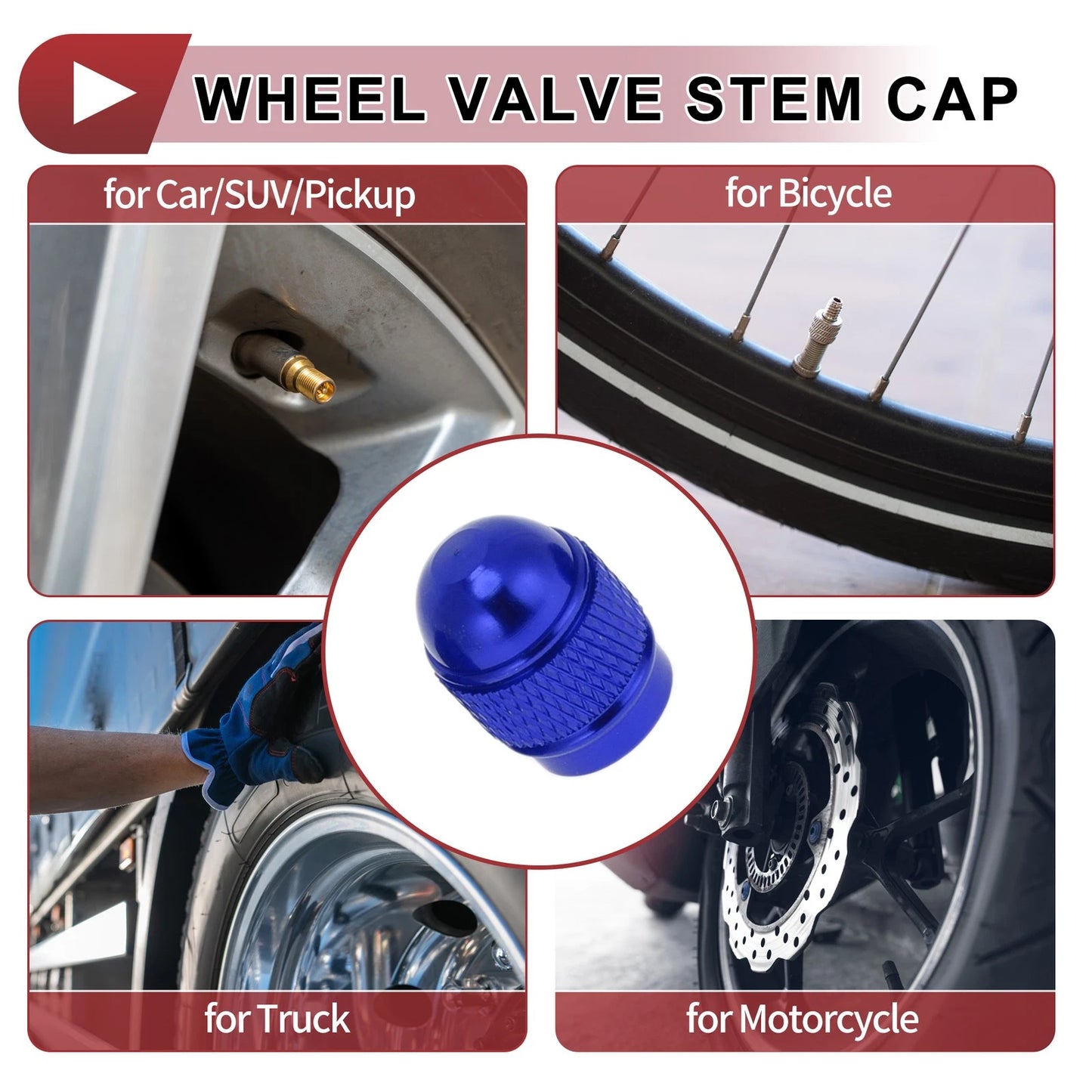 Mini Bullet Style Tire Valve Stem Caps Dust Covers Blue for Car 4 Pcs