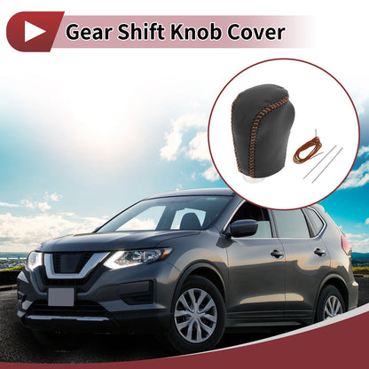 Car Gear Shift Knob Cover for Nissan Rogue Sport (2017-2022) Black Brown