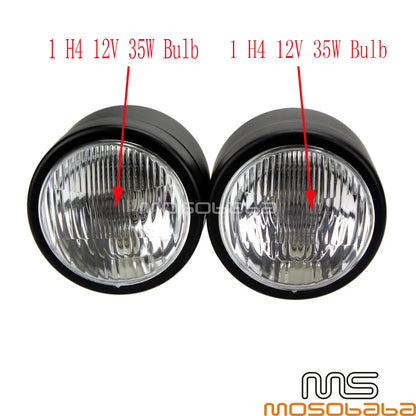 4" Black Dual Round Headlight for Honda Harley Cafe Racer