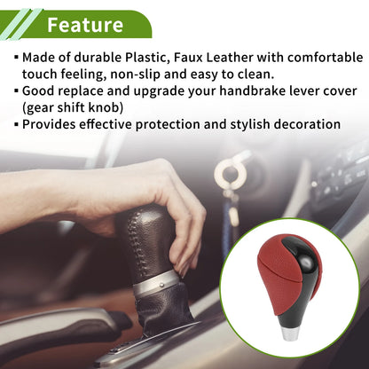 Automatic Gear Shifter Knob for Lexus ES350 2007-2015 - Plastic Faux Leather Red Black