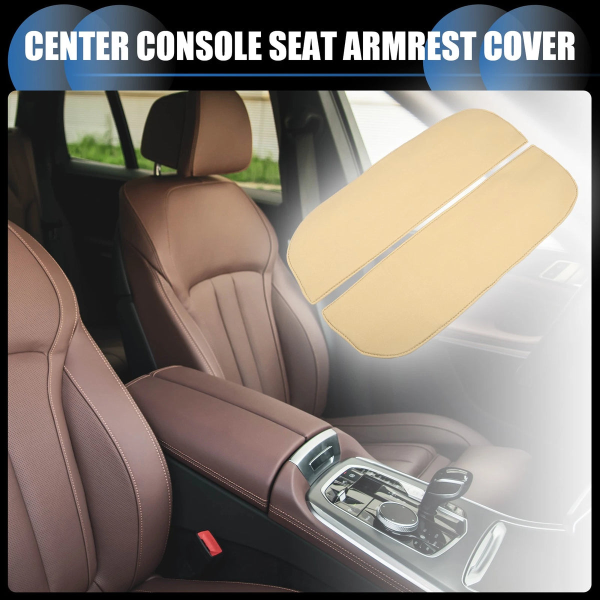 Armrest Protector Cover Pad for BMW X5 X6 (2010-2018) - Neoprene Fabric Brown