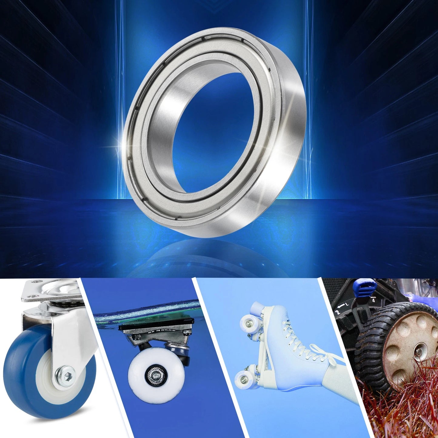 2 x 30x47x9mm Single Row Deep Groove Ball Bearings Silver Tone for Car