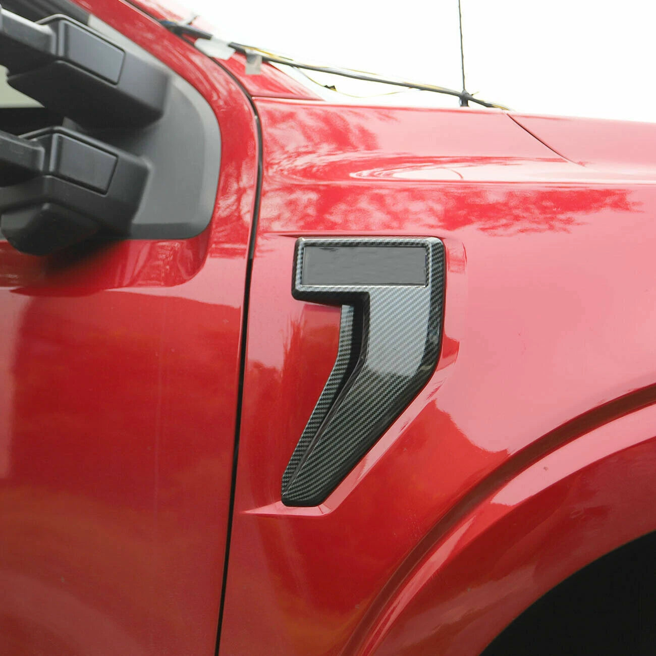 Carbon Fiber Side Fender Badge Emblem Cover Trims for Ford F-150 (2021–2022)