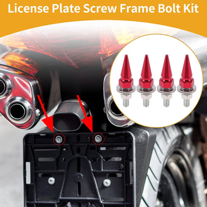 M6 License Plate Screws Cover 54mm Aluminum Alloy Red 4 x Universal Motorcycle