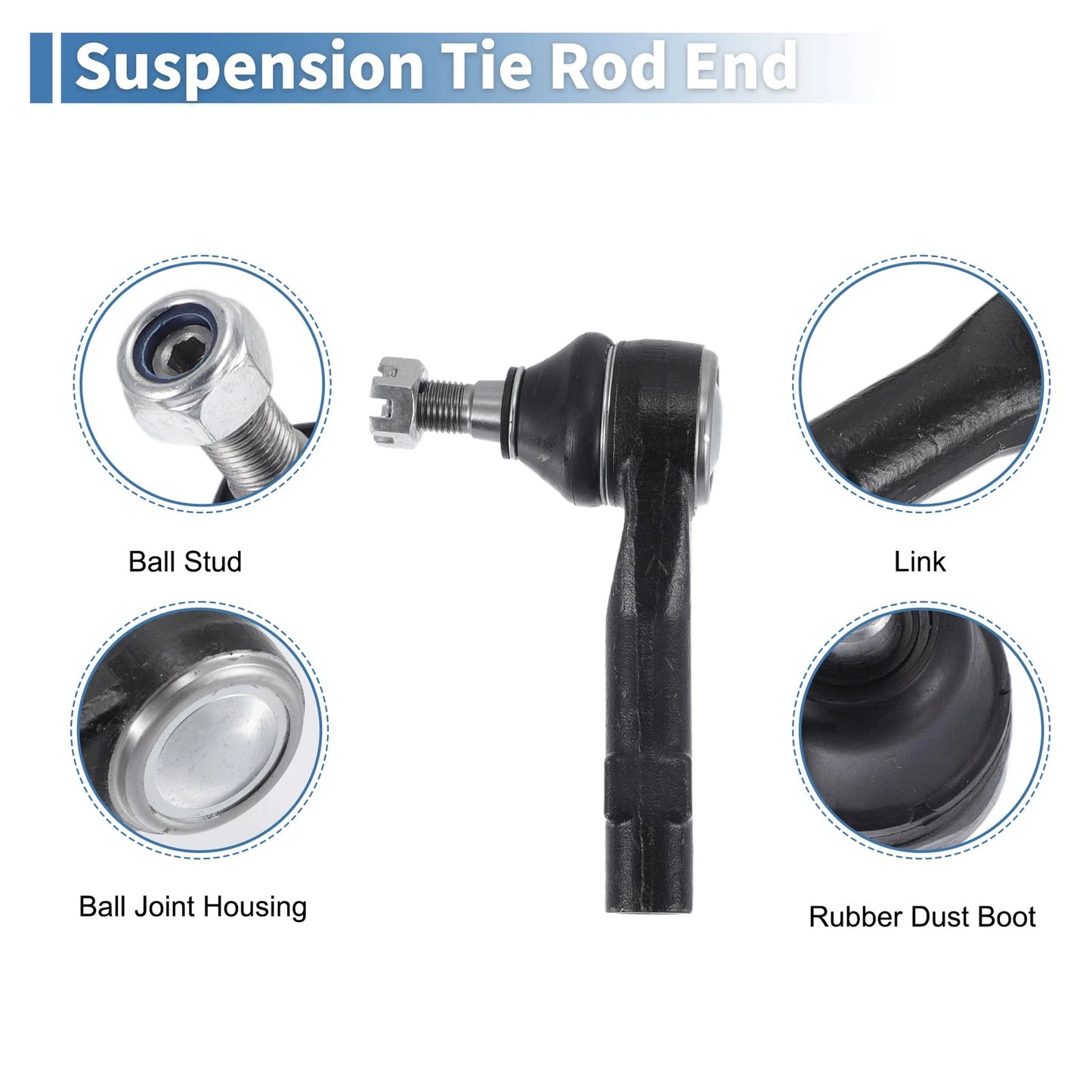 6pcs Front Inner Outer Tie Rod End Links Kit for Ford Ranger
