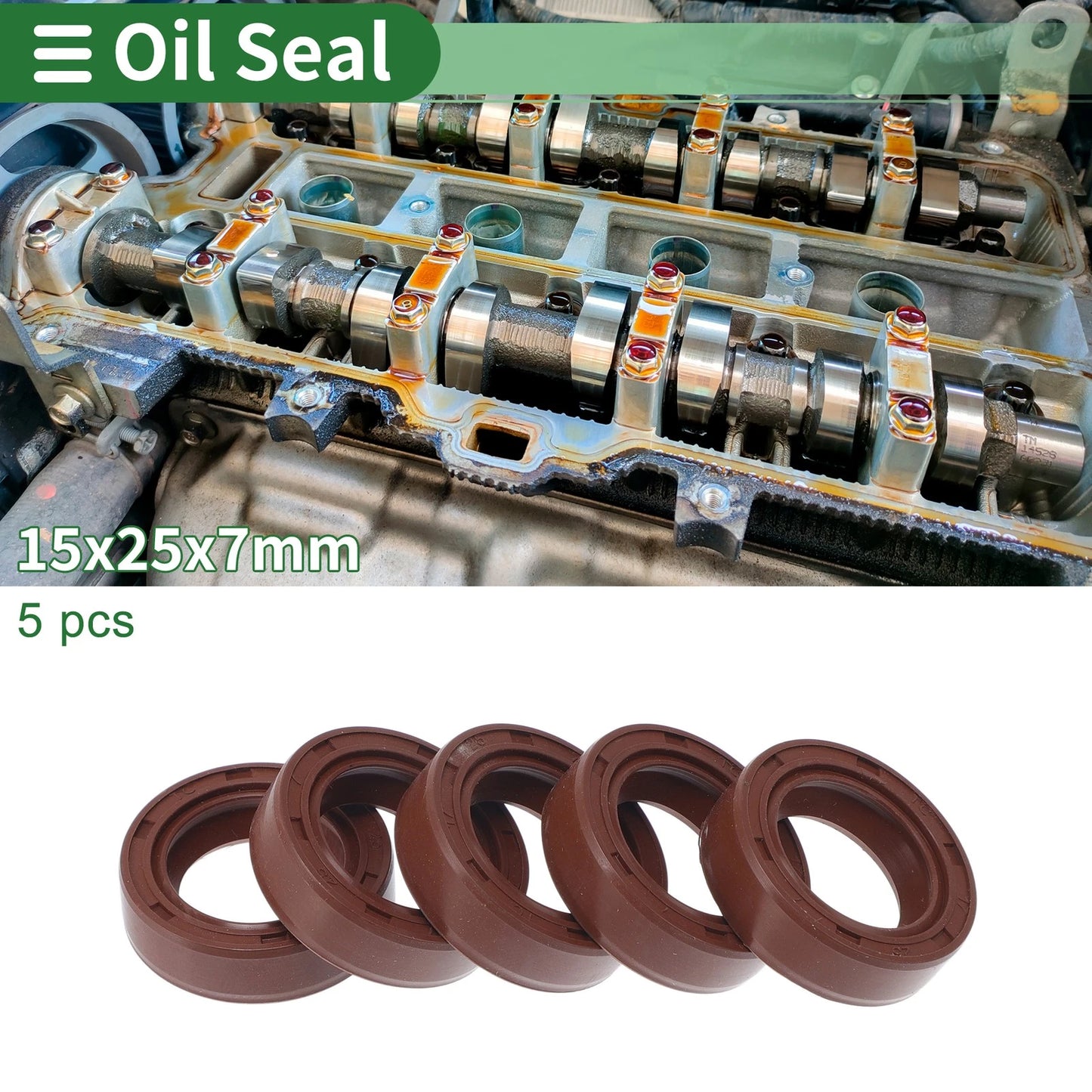 Oil Seal / 17x25x7mm / Rotary Shaft Seal FKM Rubber Brown 5 Pcs