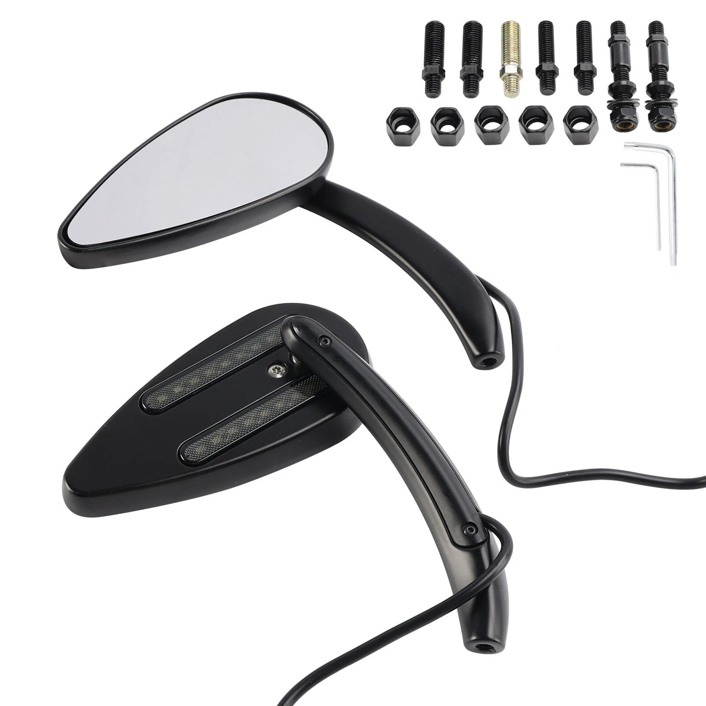 Black Mirrors Pair with Indicators for Harley Davidson Softail Dyna (2000-2023)