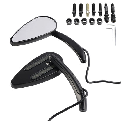 Black Mirrors Pair with Indicators for Harley Davidson Softail Dyna (2000-2023)