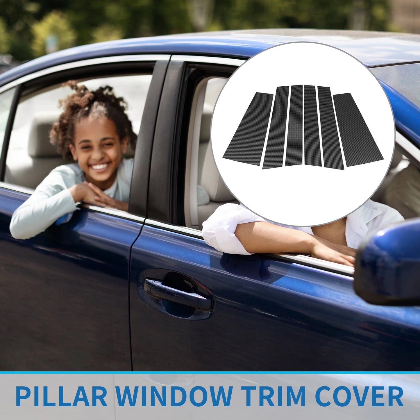 6 Pcs Door Pillar Window Trim Carbon Fiber for Toyota Highlander (2014-2023)
