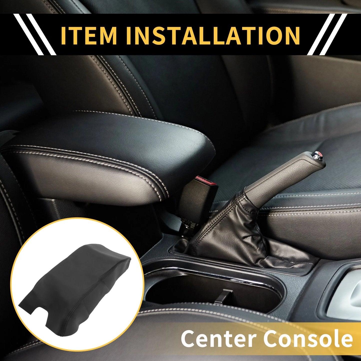 Microfiber Leather Center Console Armrest Cover for Ford F-150 (2015-2023)