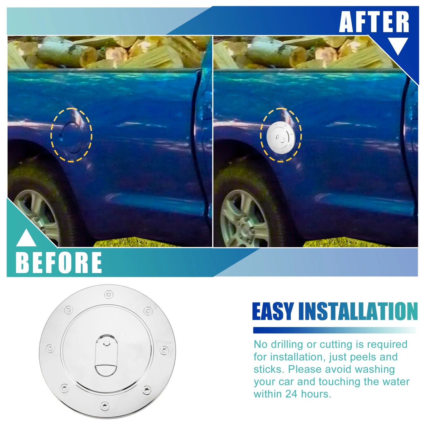 Chrome Plated Fuel Tank Filler Cap Cover for Toyota Tundra (2007-2023)