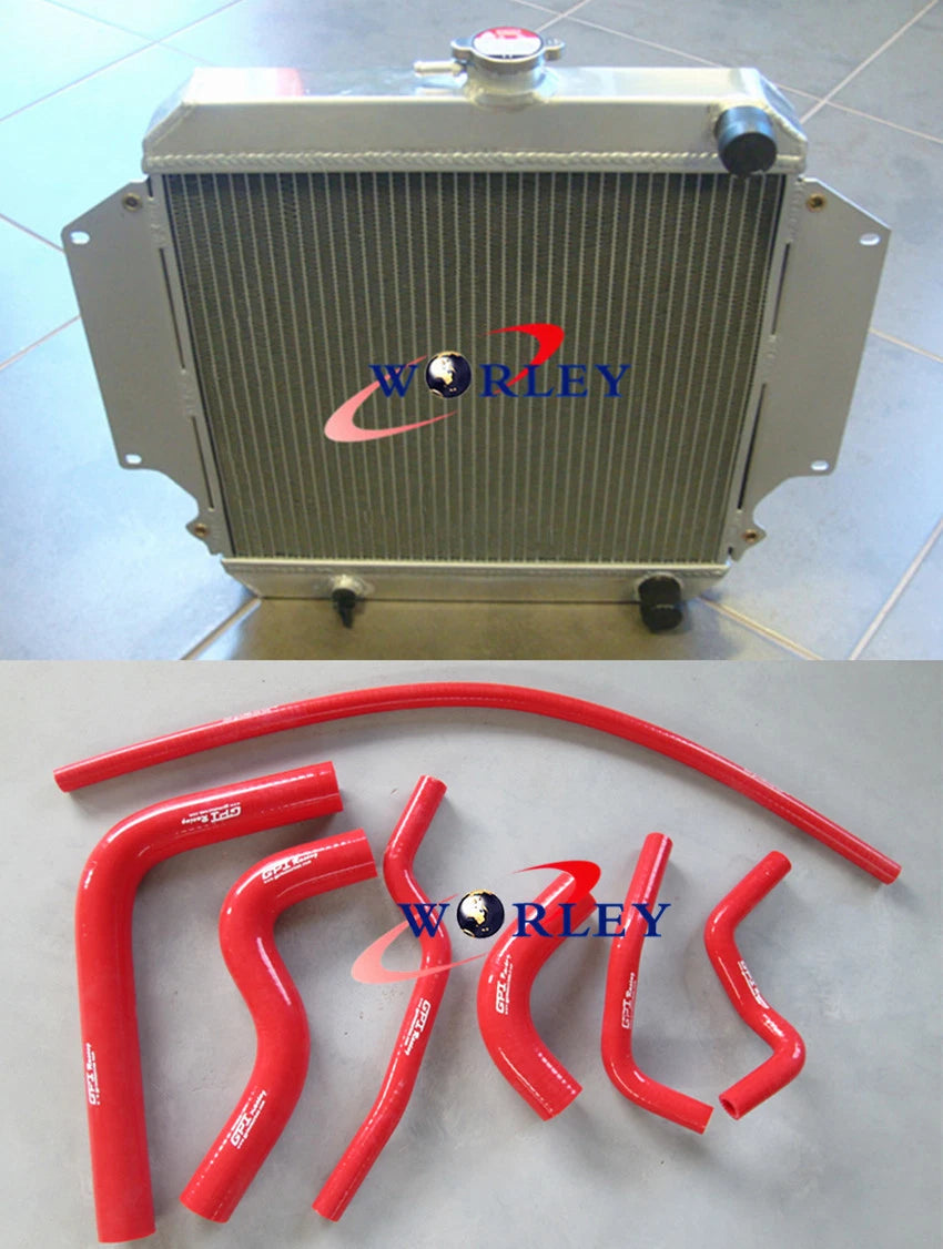 Aluminum Radiator + Blue Hoses for Suzuki Sierra 1.0L 1.3L (1981-1996)