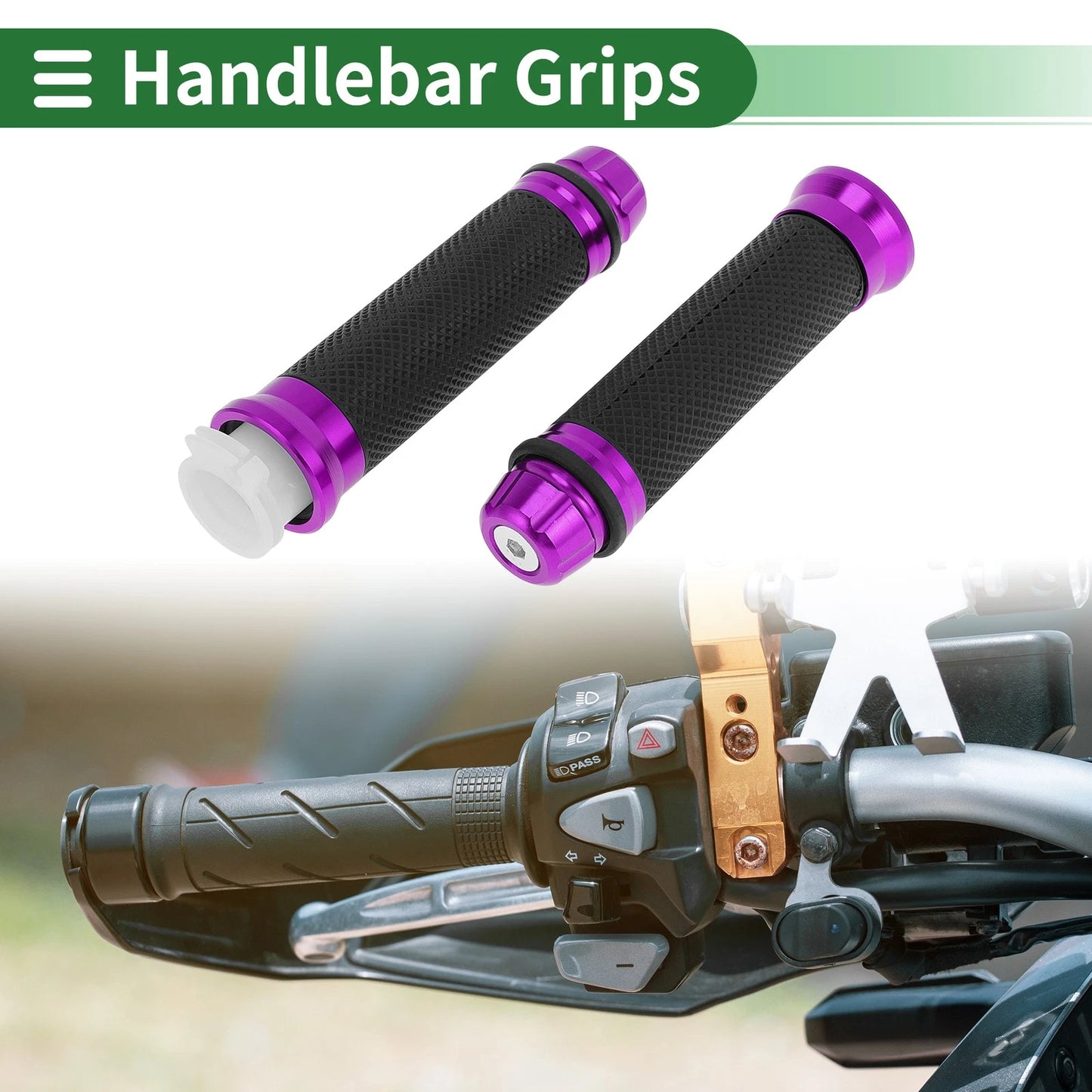 7/8" 22mm Hand Grips for Motorcycle Aluminum Alloy Rubber Purple