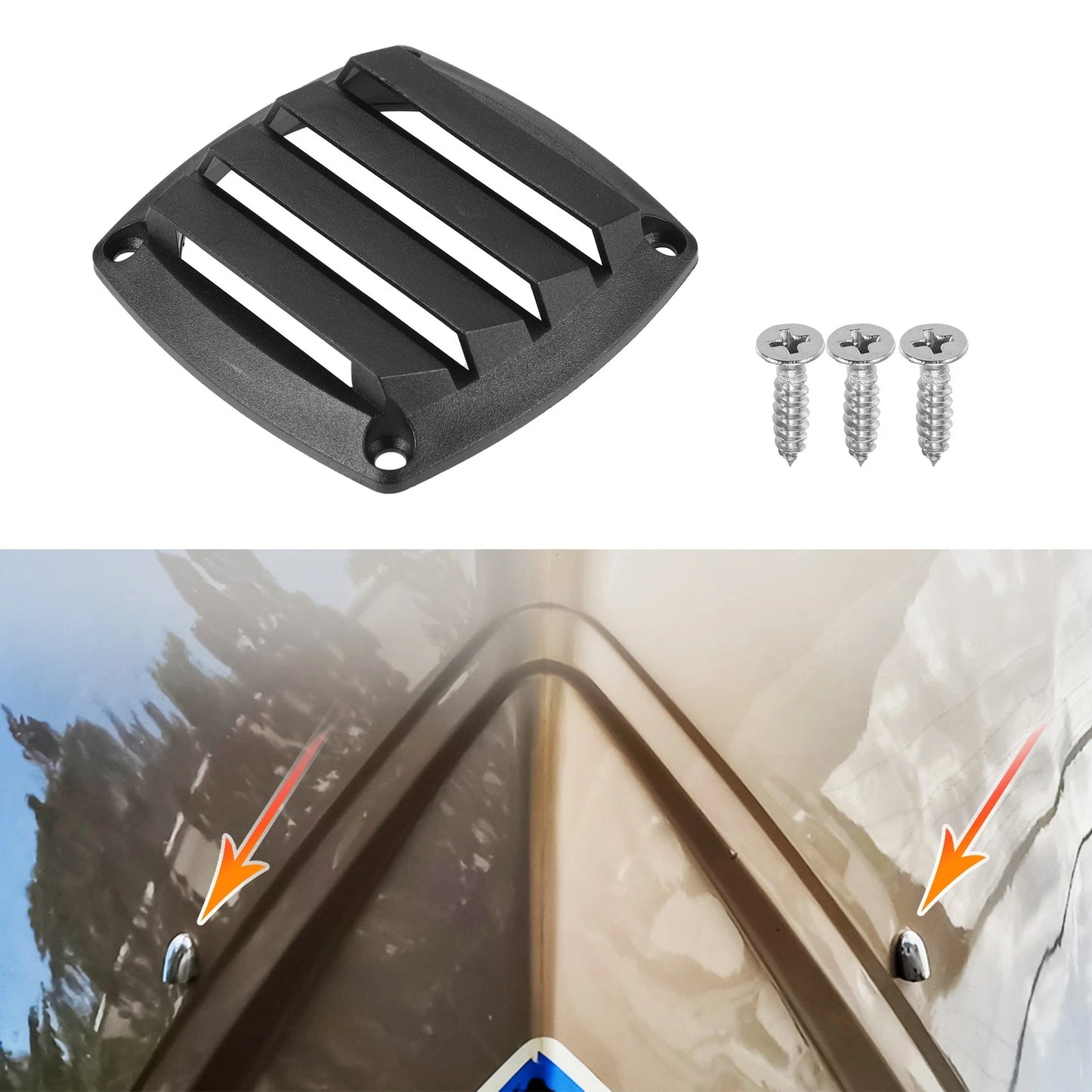 2 x Air Exhaust Ventilator Louvered Grille Cover Black for Boat Marine