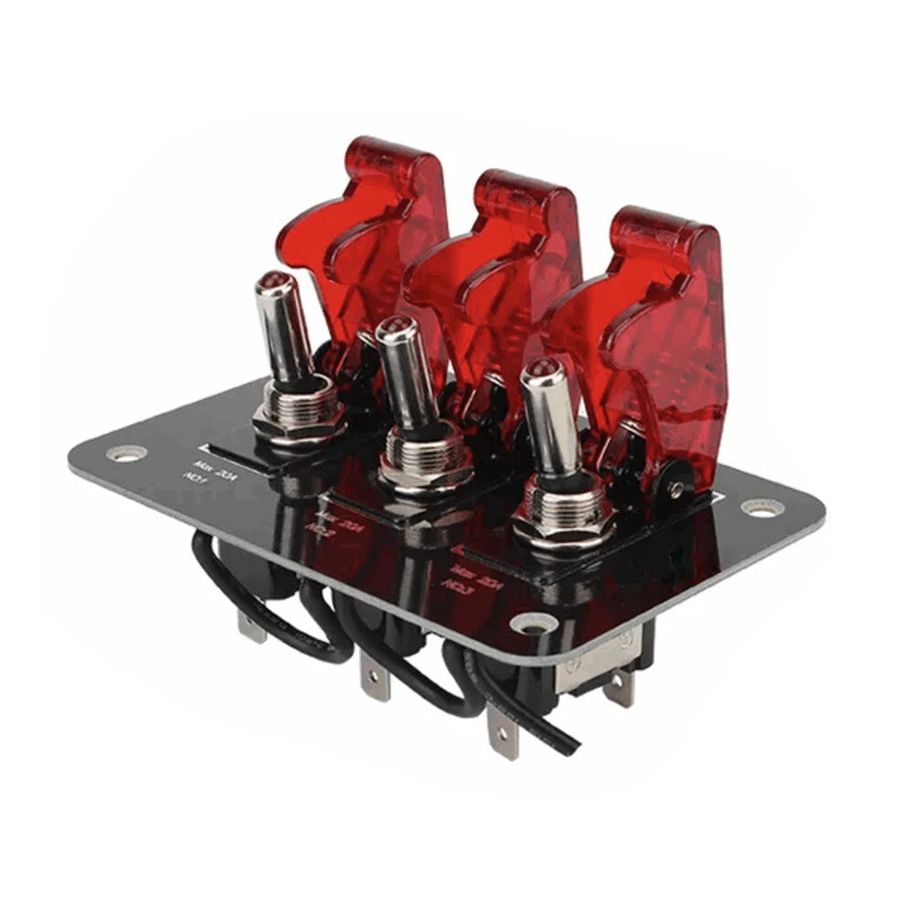 3 Gang Toggle Rocker Switch Panel with LED for Car Boat RV Marine