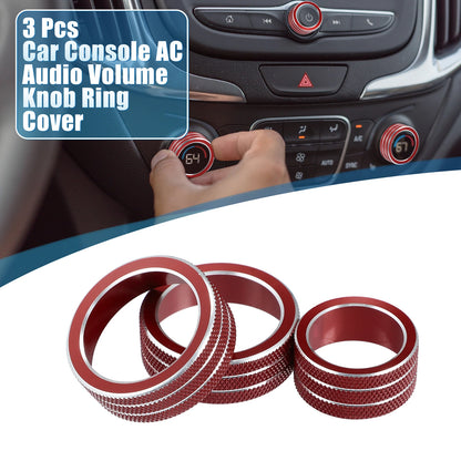 3 x Console Audio Volume Knob Ring Cover for Chevy Malibu (17-22) Red