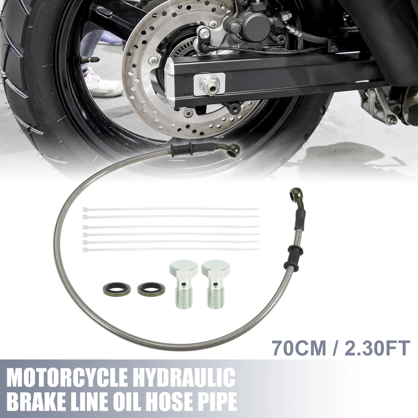 Set 70cm 2.30ft Hydraulic Brake/Clutch Line Hose with Screws