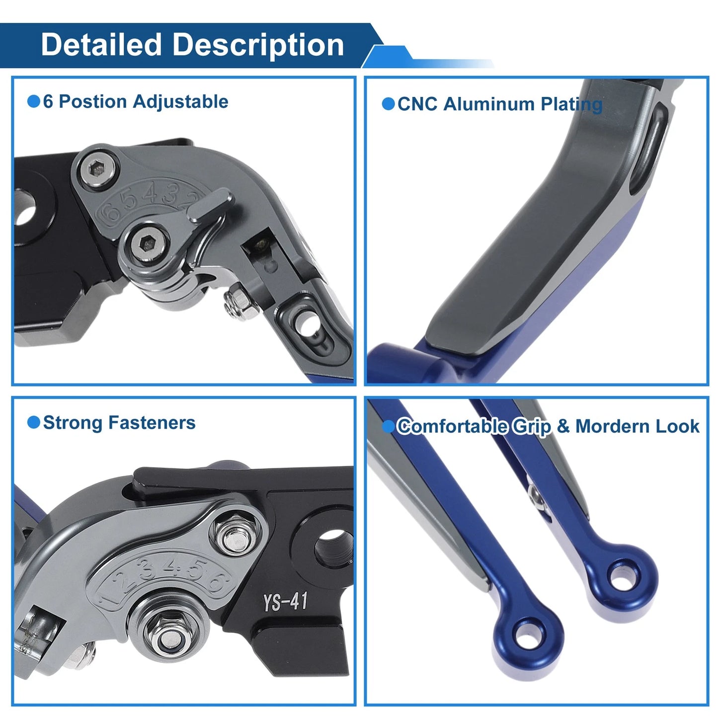 Adjustable Brake Clutch Levers for Suzuki GSXR150 (2017-2020) - Titanium Blue
