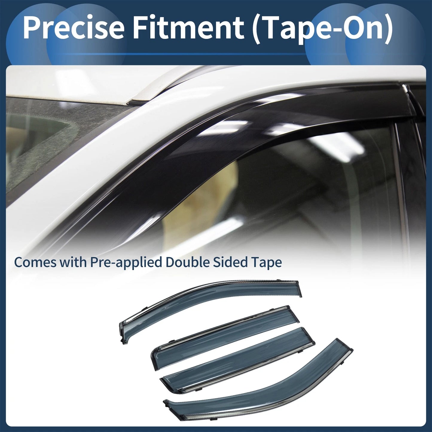 Window Deflectors for Jeep Compass Side Window Vent Visors Black (2007-2016)