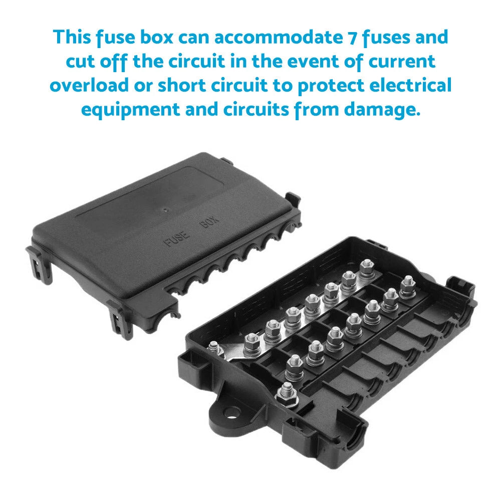 7 Way Multi Fuse Block Box Holder for Car Auto Battery (12-32V)
