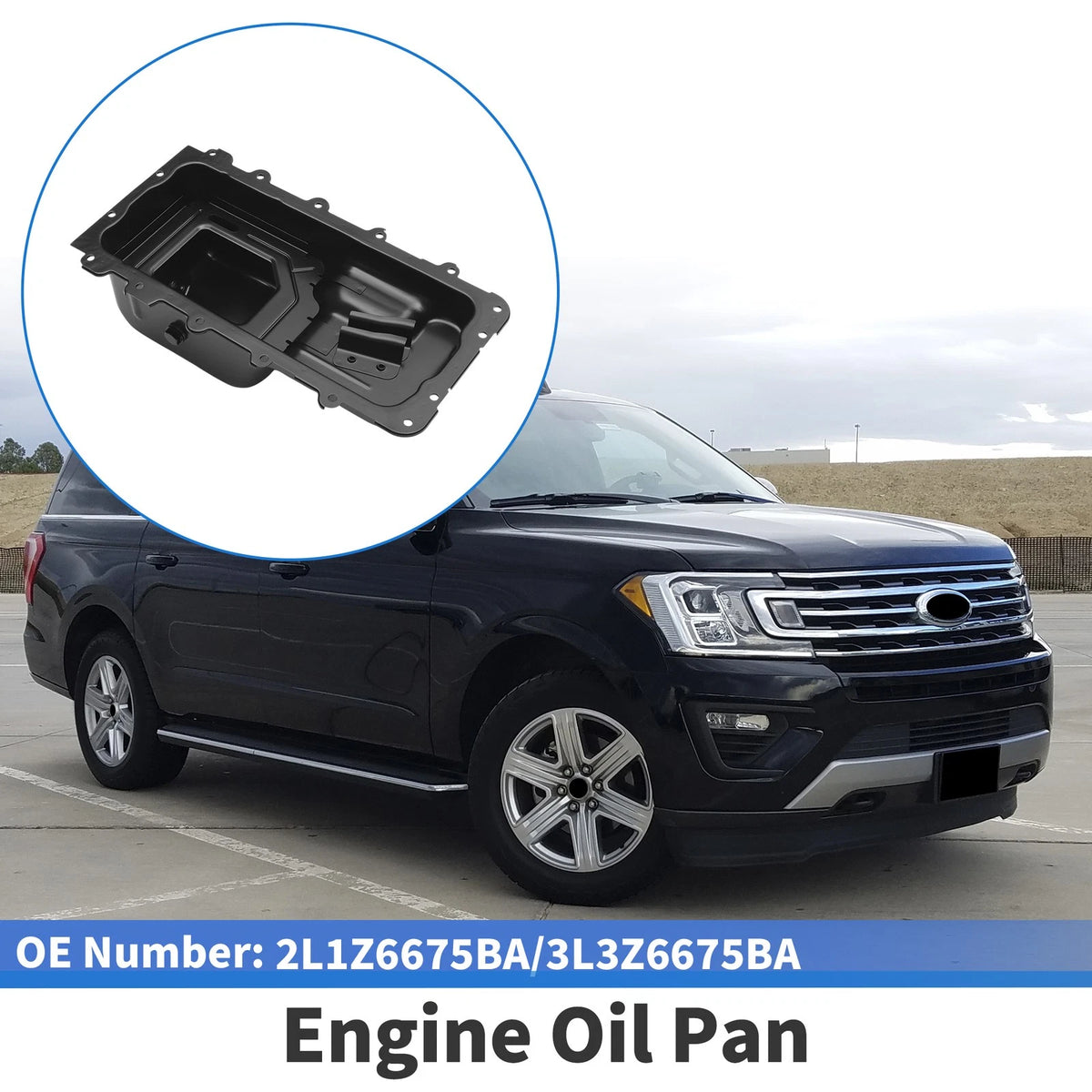 Engine Oil Pan for Ford Expedition 2002-2008 - 1 x No.2L1Z6675BA Iron Black