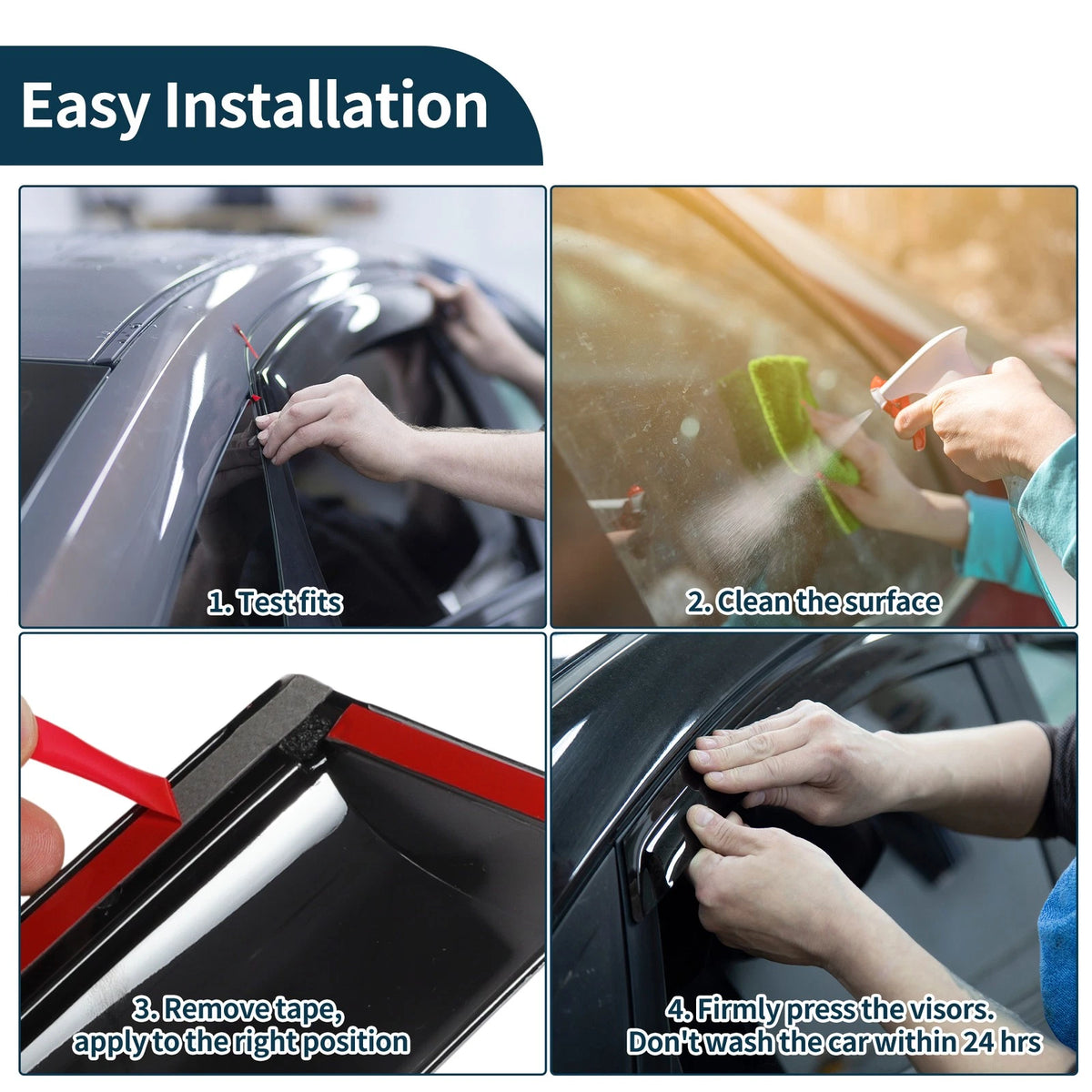 Window Deflectors 1 Set for Ford Fiesta MK7 (2008-2017) 5 Door Hatchback Black