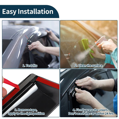 Window Deflectors 1 Set for Ford Fiesta MK7 (2008-2017) 5 Door Hatchback Black