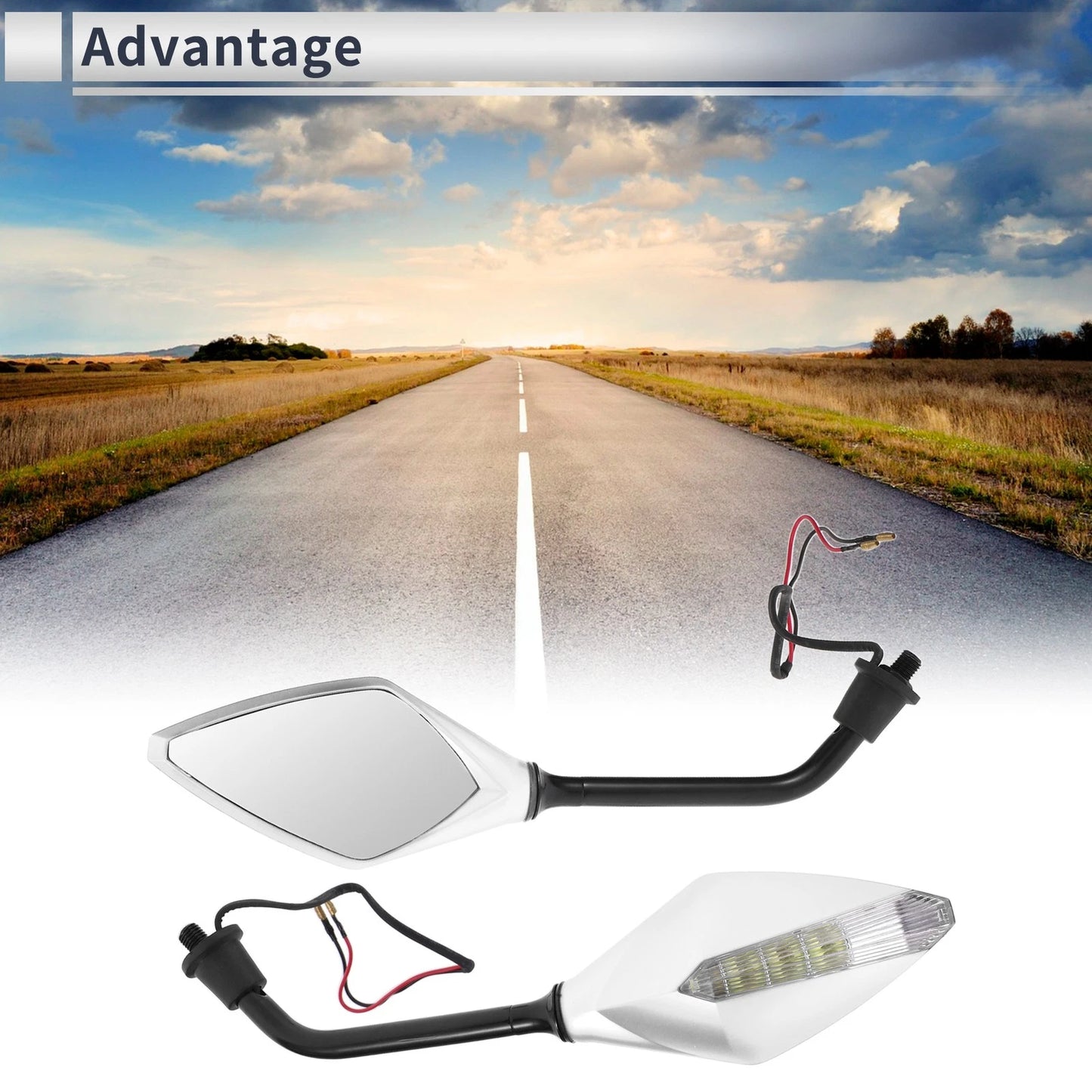 Rear View Mirrors / Handlebar Mirrors for M10 Black White Iron Plastic