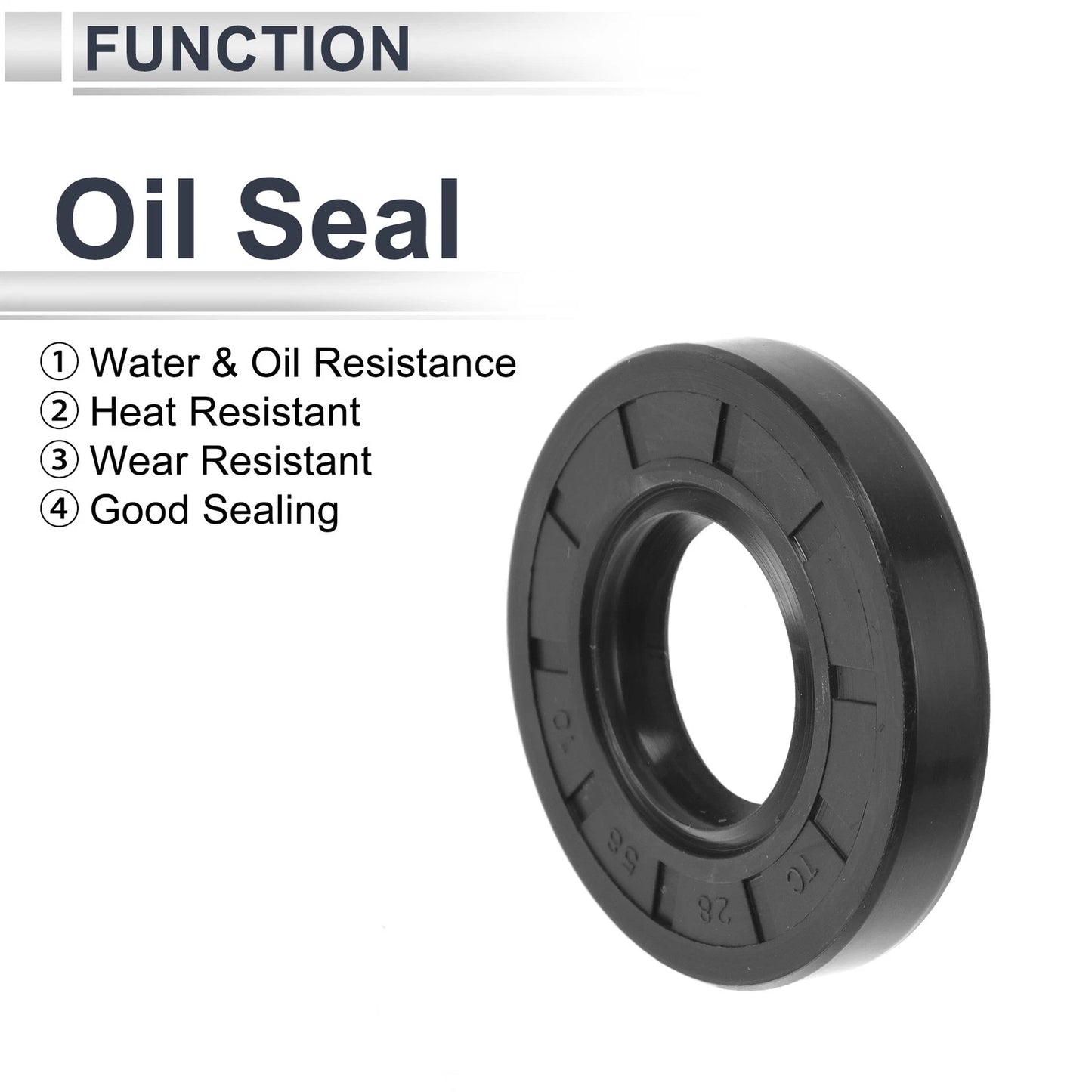 Oil Seal 28x58x10mm Black 5 Pcs Rotary Shaft Seal Nitrile Rubber