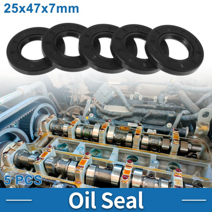 Oil Seal / 25x47x7mm Black / Rotary Shaft Seal for Universal