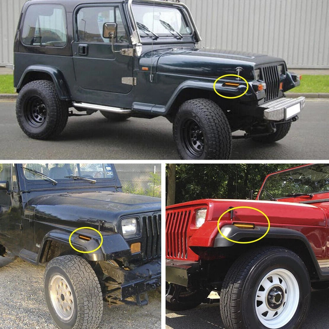 Front Fender Bumper Side Marker Lights  for Jeep Wrangler YJ (87-95)