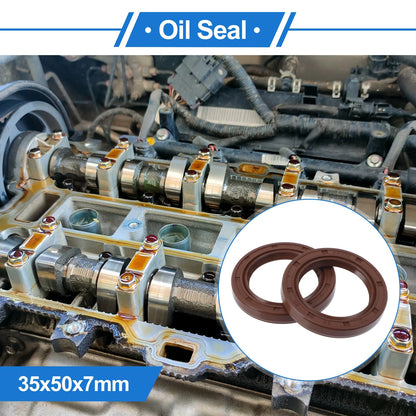 Oil Seal 35x50x7mm FKM Rubber Brown 2 x for Make Model