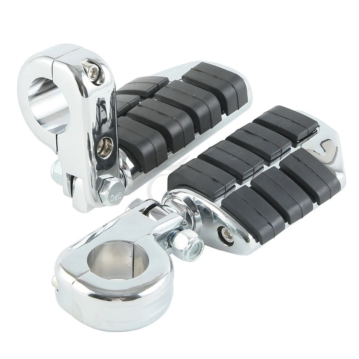 1 1/4" Wing Footpeg Pegs Mount Clamps for Harley Yamaha Chrome