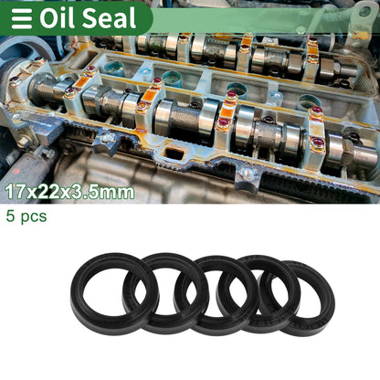 Oil Seal 17x22x3.5mm 5 Pcs Seal Ring Rotary Shaft NBR Rubber for Car