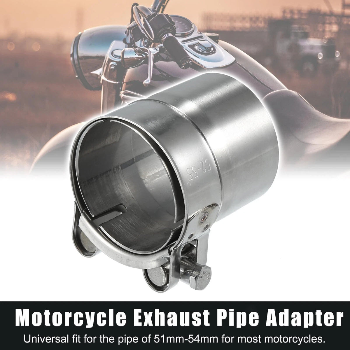 51-54mm 2.0-2.1in M6 Exhaust Pipe Adapter Reducer Muffler for Motorcycle