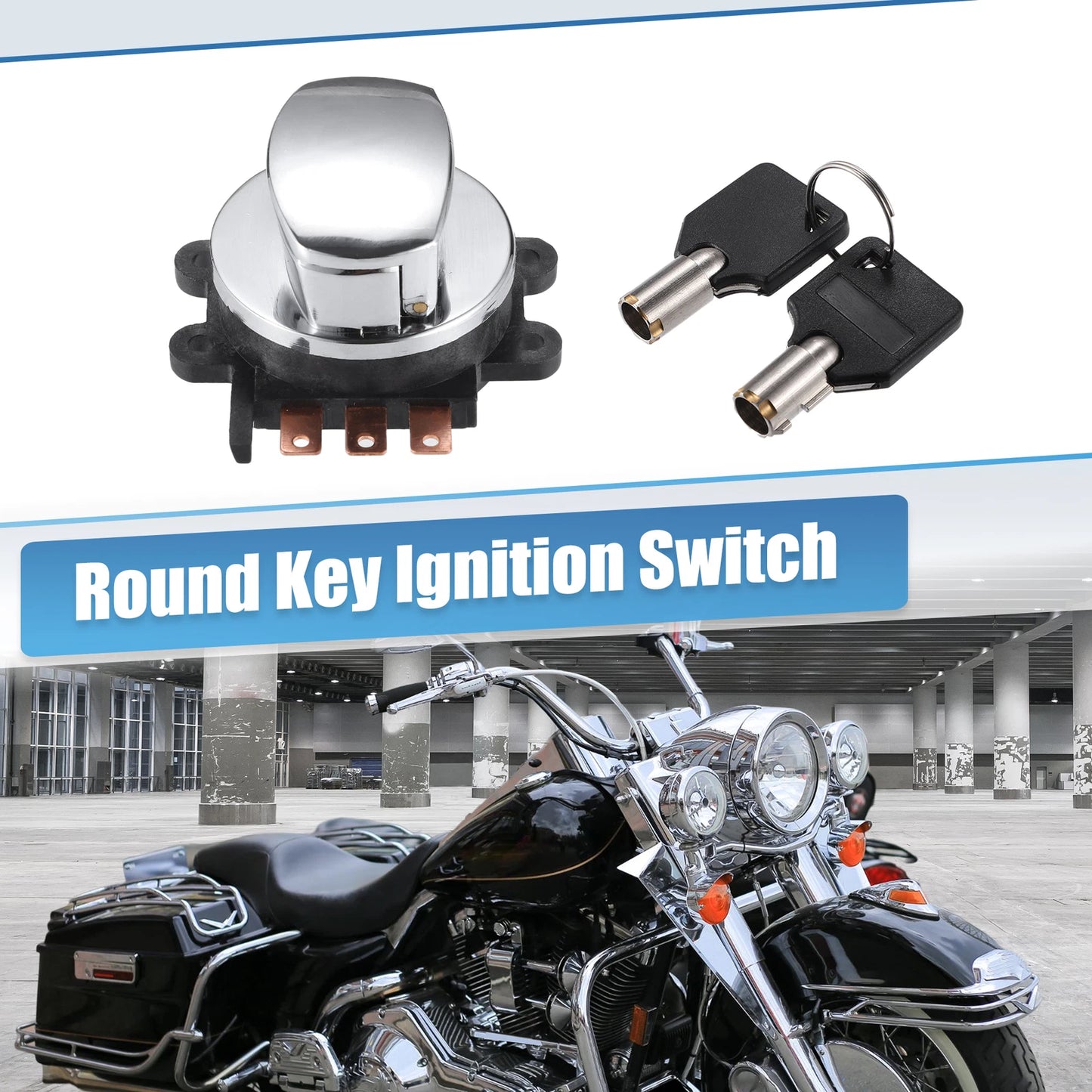 1x Round Key Ignition Switch for Harley-Davidson Softail Road King (1993–2013)