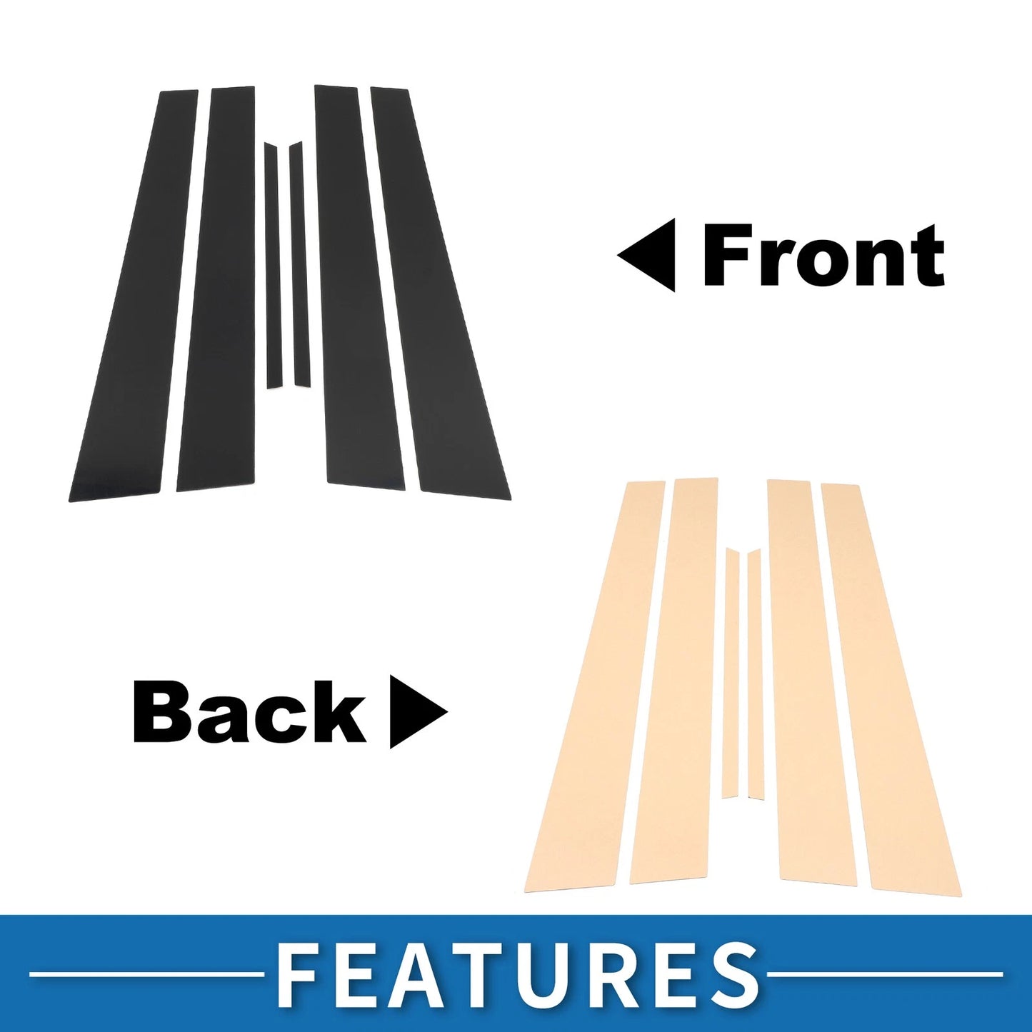 6 Pcs Door Pillar Window Trim for Lexus ES (2002-2006) Black
