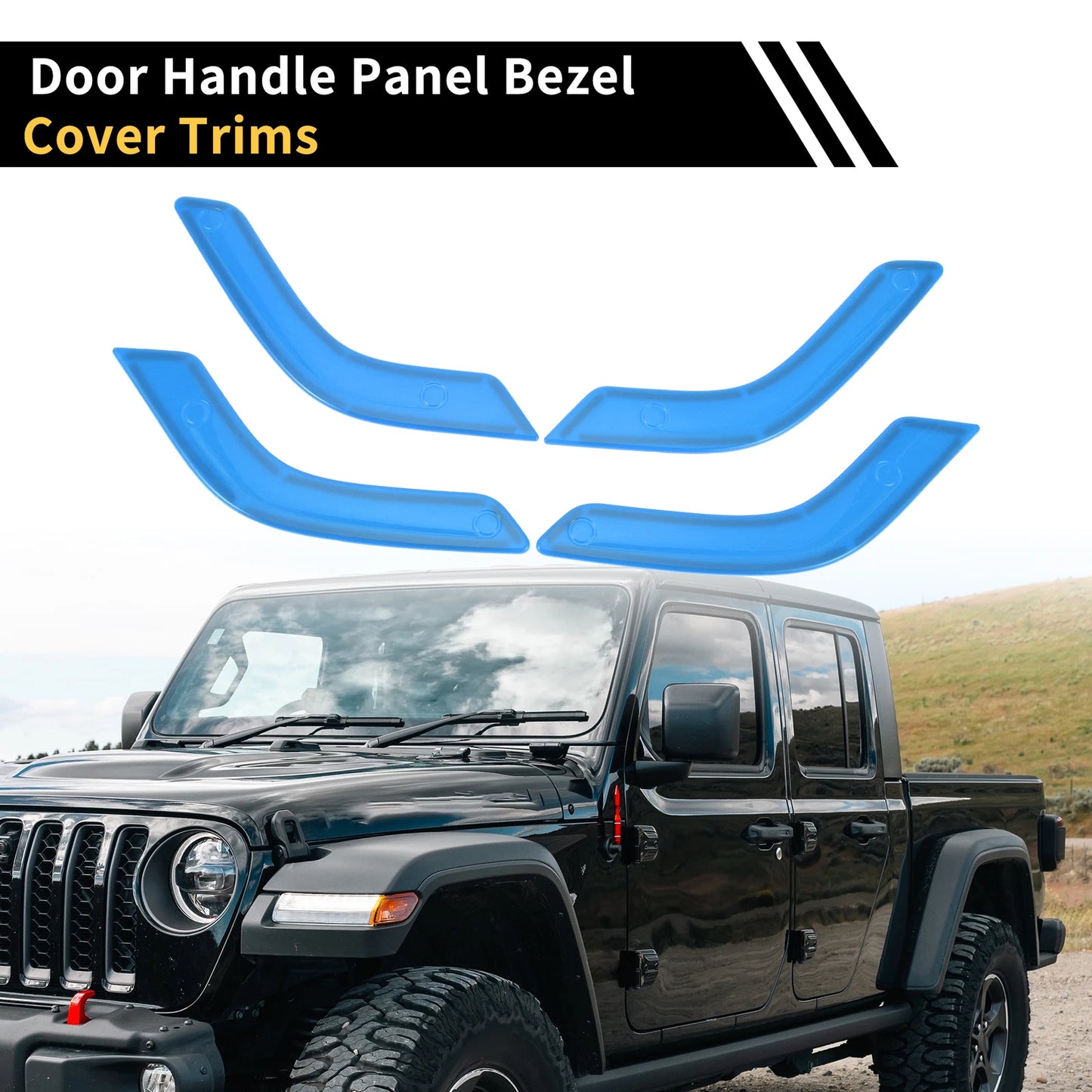 Light Blue Front Rear Door Handle Bezel Cover Trims for Jeep Wrangler (2007-2018)