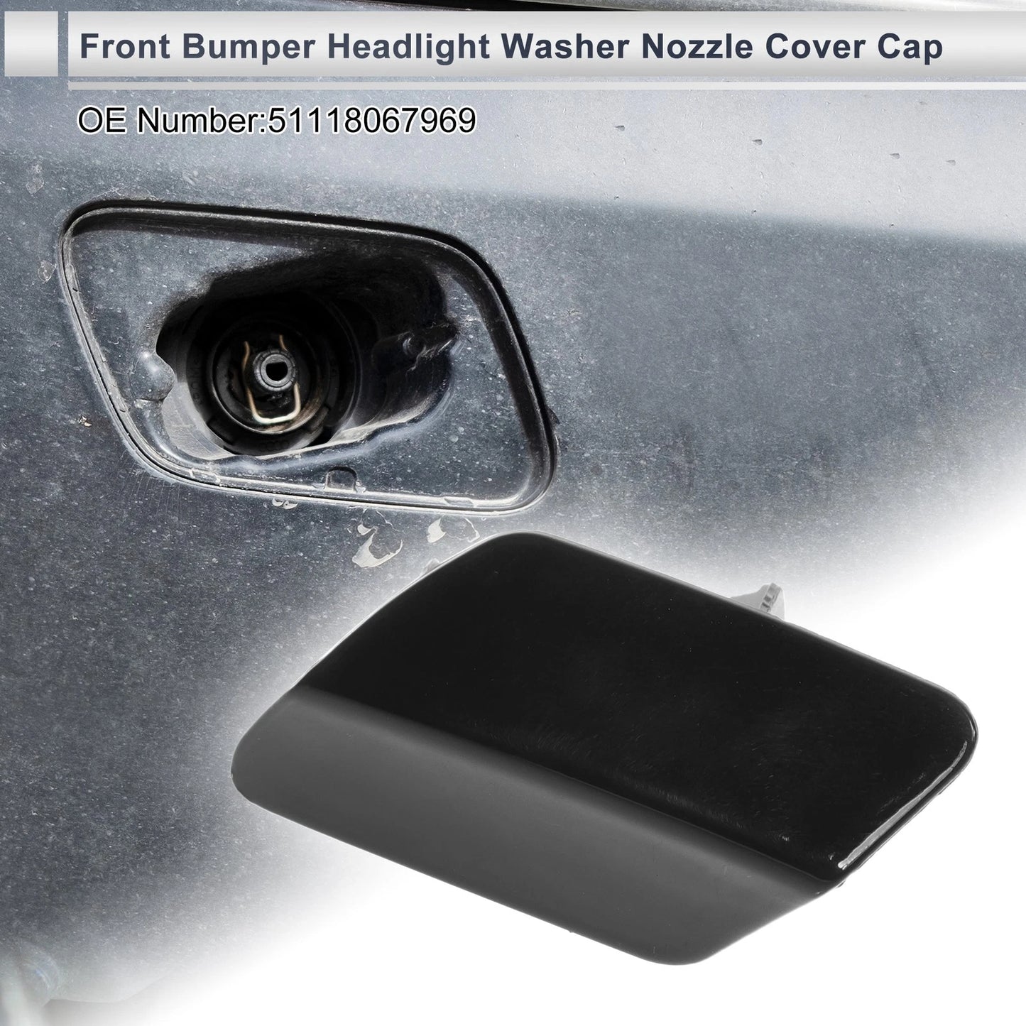 Bumper Headlight Washer Nozzle Cover for BMW 320i (2013-2018) Black