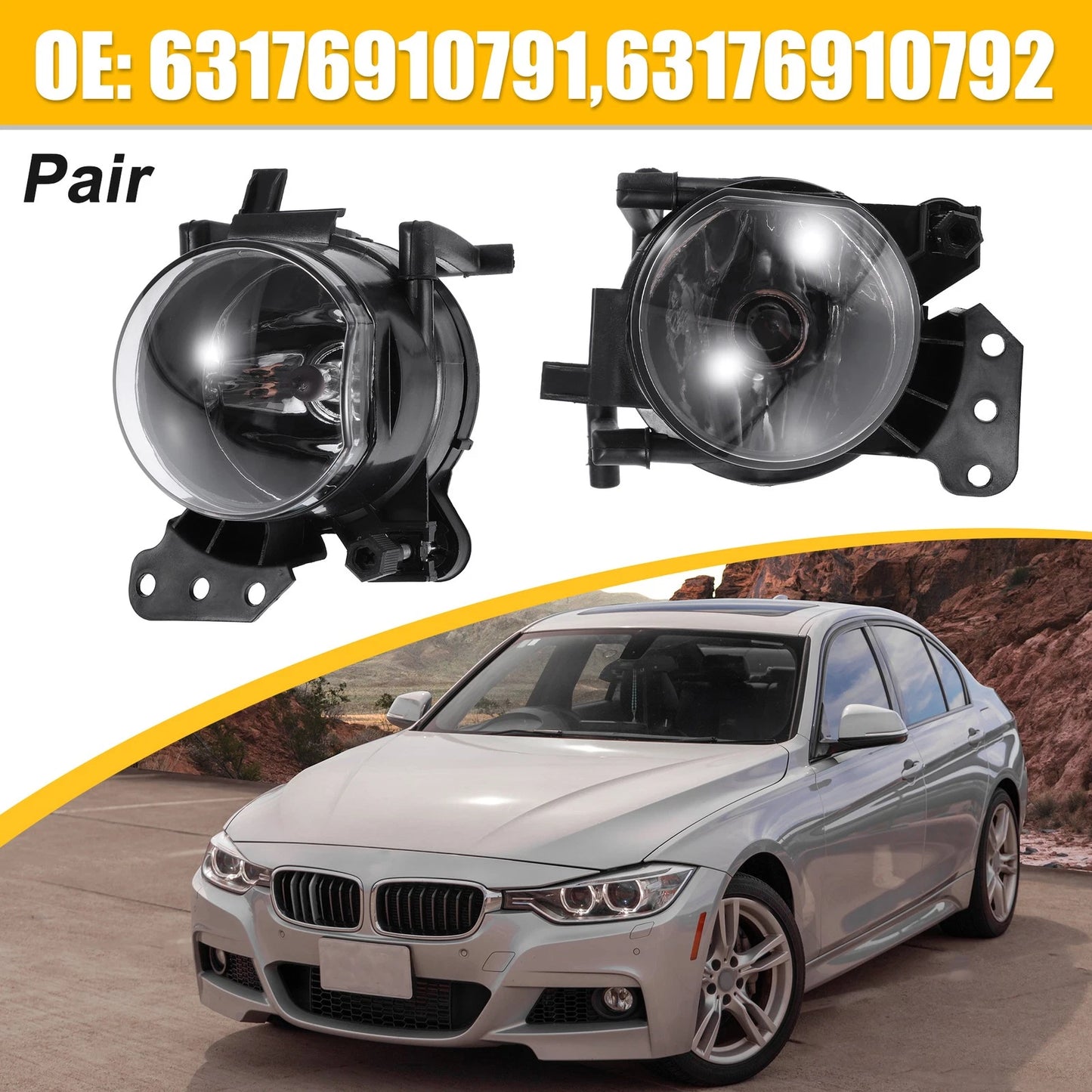 1 x Pair Driving Fog Lights with Bulbs for BMW 525i 530i (2004 - 2007)