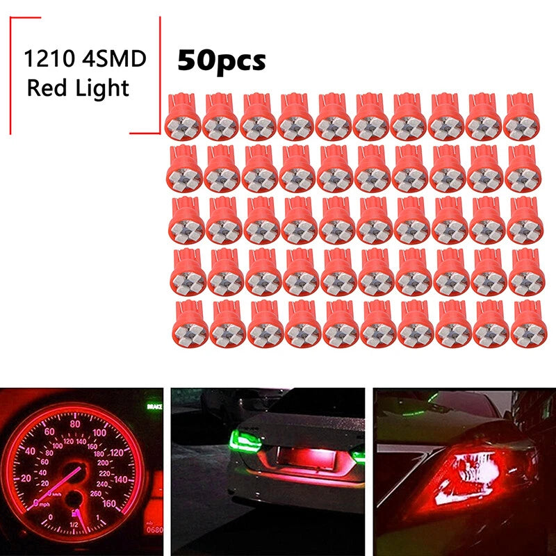 50 x Red T10 194 LED Bulbs for Instrument Panel Gauge Cluster Lights