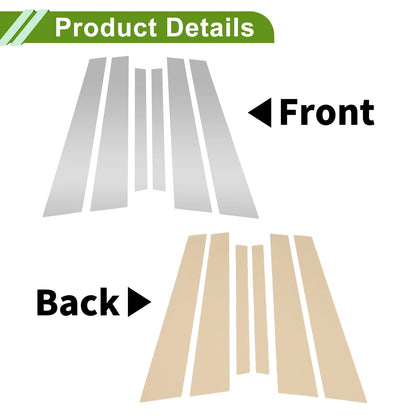6 Pcs Door Pillar Window Trim for BMW 5-Series (2004-2010) Silver Tone
