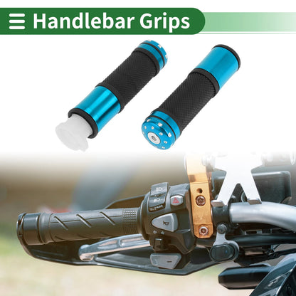7/8" 22mm Hand Grips Covers Aluminum Blue for Motorcycle