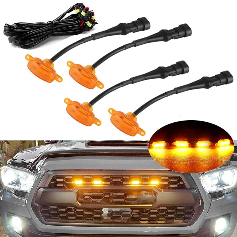 Yellow Lens Amber LED Front Grille Running Lights for Ford F150 Raptor (2010-2023)