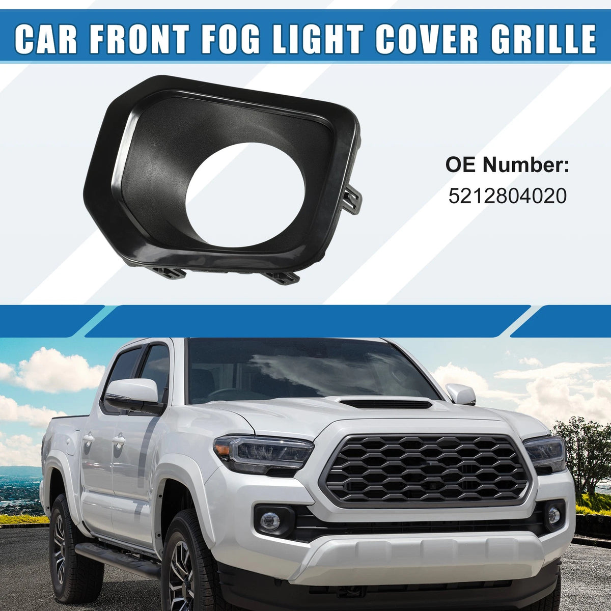 Front Left Fog Light Grille Cover for Toyota Tacoma (2016-2020)
