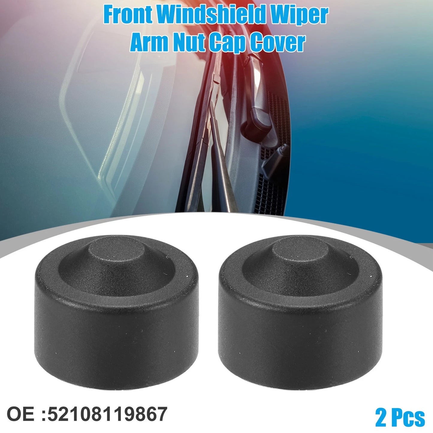 2 x Front Windshield Wiper Arm Nut Cover Caps for BMW i3 (2014-2021)
