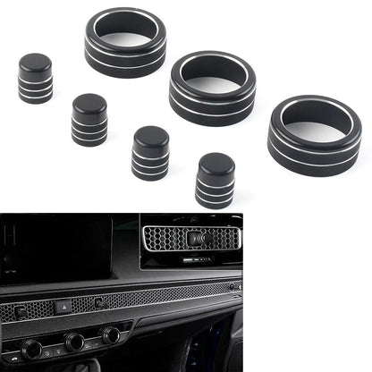 7x Switch Knob Ring Cover Trim for Honda Civic 11th Gen & CR-V 2023-24 Black