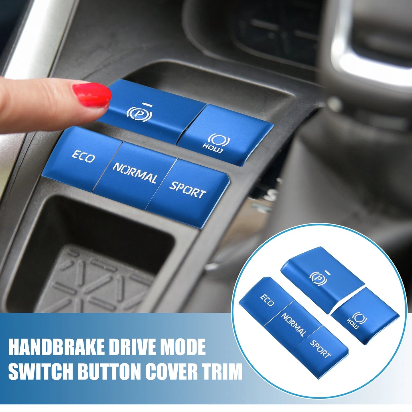 5x Handbrake Drive Mode Button Metal Cover Trim for Toyota RAV4 (2019–2022)