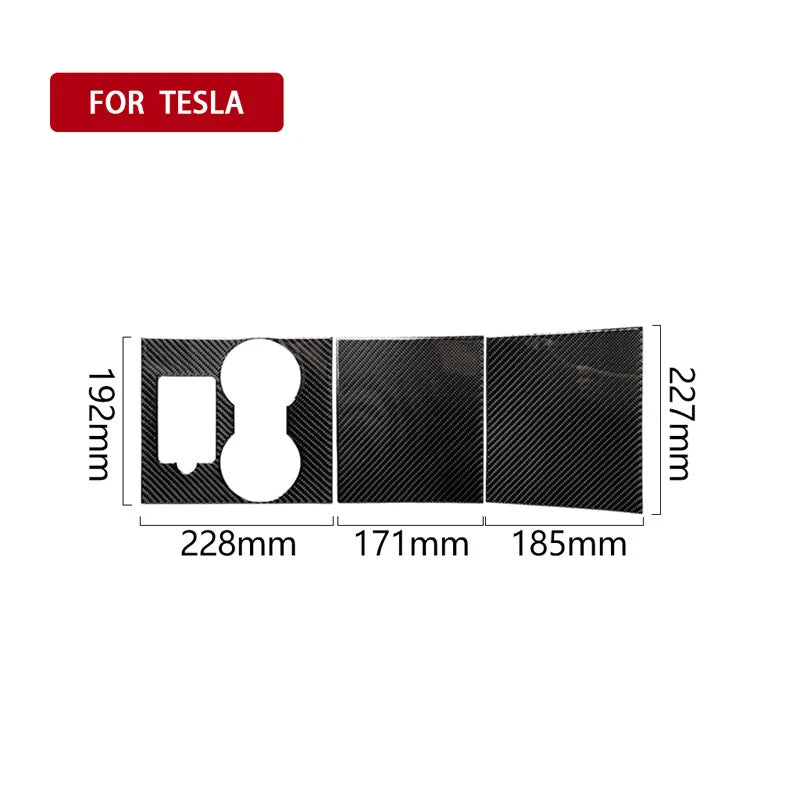 3pcs Carbon Fiber Center Console Cup Holder Wrap Trim fit For Tesla Model 3